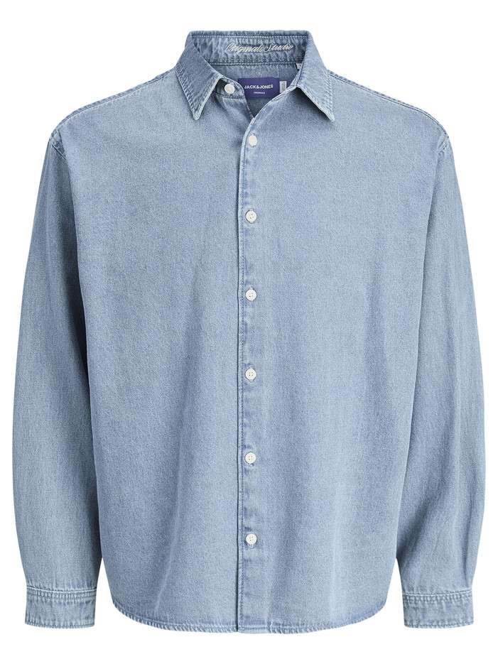 Chemise en coton bleue unie...