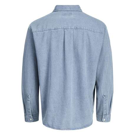 Chemise en coton bleue unie à coupe droite pourvue d'un col à revers - Image 2
