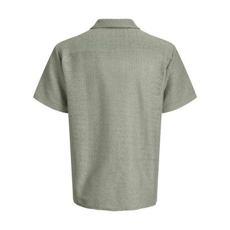 Chemise olive en crochet pourvue d'un col cubain et de manches courtes - Image 2