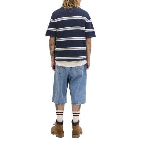 Polo en coton biologique marine à rayures avec une coupe droite - Image 9
