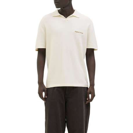Polo en coton biologique écru à coupe droite pourvu d'un col à revers - Image 5