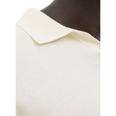 Polo en coton biologique écru à coupe droite pourvu d'un col à revers - Image 6