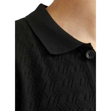 Polo noir à coupe droite pourvu d'un col à revers et de manches courtes - Image 6