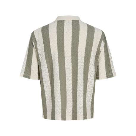 Polo kaki et blanc à coupe droite pourvu d'un col à revers et de manches courtes - Image 2