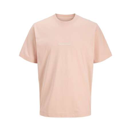 T-shirt en coton rose pourvu d'un col rond et de manches courtes