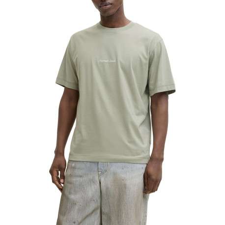 T-shirt en coton kaki pourvu d'un col rond et de manches courtes