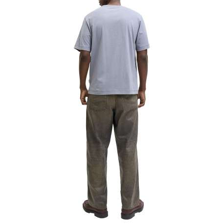 T-shirt en coton bleu pourvu d'un col rond et de manches courtes - Image 2