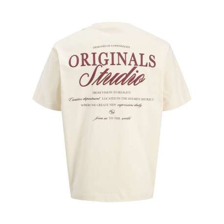 T-shirt en coton écru imprimé à coupe droite pourvu d'un col rond - Image 2
