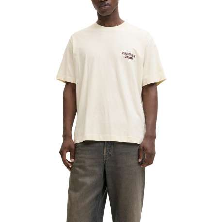 T-shirt en coton écru imprimé à coupe droite pourvu d'un col rond - Image 3