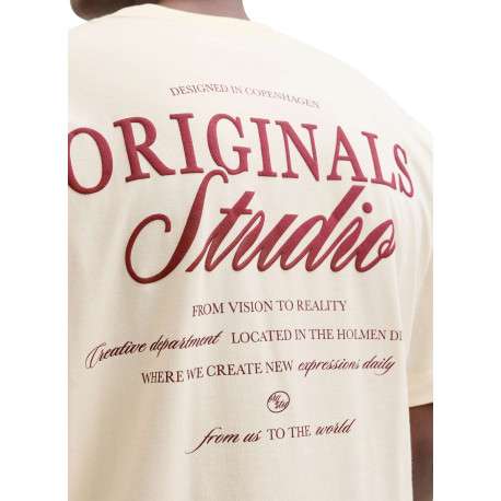 T-shirt en coton écru imprimé à coupe droite pourvu d'un col rond - Image 6