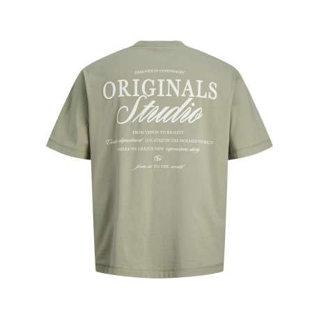 T-shirt en coton olive imprimé à coupe droite pourvu d'un col rond - Image 2