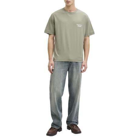 T-shirt en coton olive imprimé à coupe droite pourvu d'un col rond - Image 6