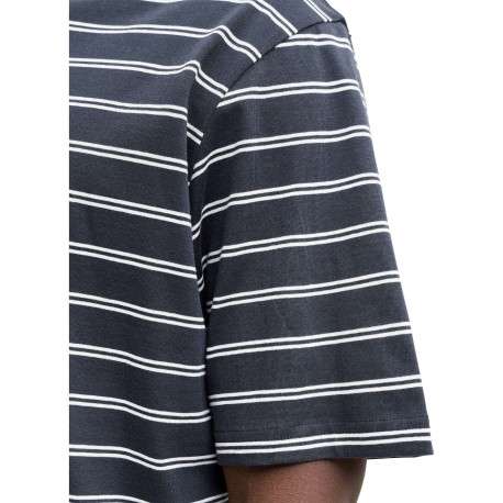 T-shirt en coton biologique marine à rayures pourvu d'un col rond - Image 3