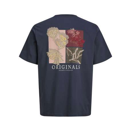 T-shirt en coton biologique marine imprimé à coupe droite pourvu d'un col rond - Image 2