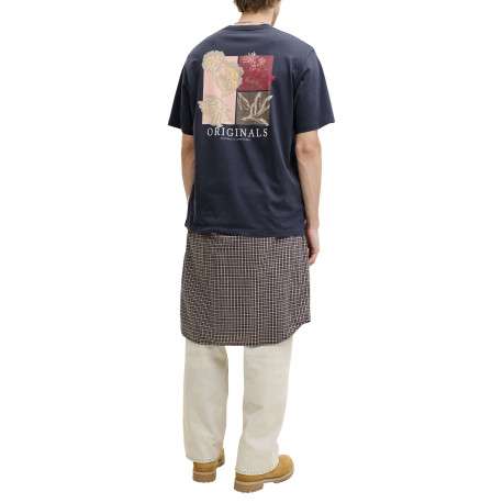 T-shirt en coton biologique marine imprimé à coupe droite pourvu d'un col rond - Image 7