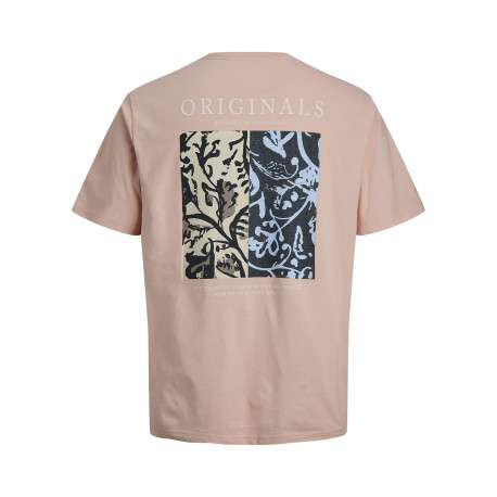 T-shirt en coton biologique rose imprimé à coupe droite pourvu d'un col rond - Image 2