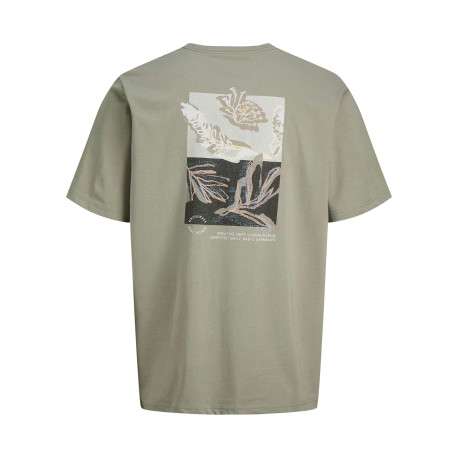 T-shirt en coton biologique olive imprimé à coupe droite pourvu d'un col rond - Image 2