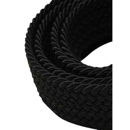 Ceinture noire texturée effet tressé avec boucle à ardillon argentée - Image 2