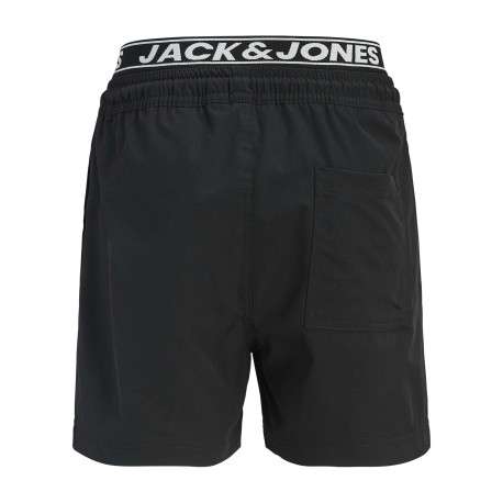 Short de bain noir à coupe ajustée pourvu d'une ceinture élastiquée - Image 2