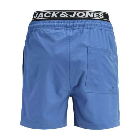 Short de bain bleu à coupe ajustée pourvu d'une ceinture élastiquée - Image 2