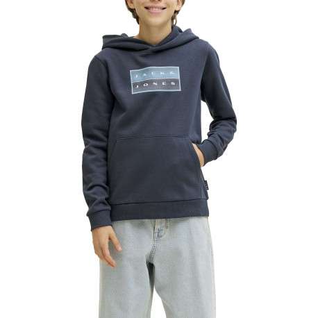 Sweat en coton marine à coupe droite pourvu d'un col à capuche - Image 3