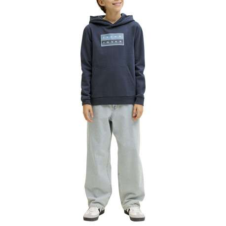 Sweat en coton marine à coupe droite pourvu d'un col à capuche - Image 7