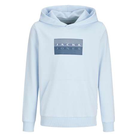 Sweat en coton bleu clair à coupe droite pourvu d'un col à capuche