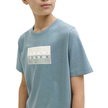 T-shirt en coton vert à coupe droite pourvu d'un col rond côtelé - Image 4