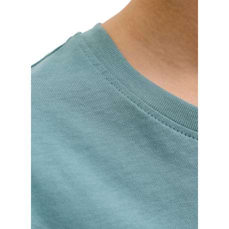 T-shirt en coton vert à coupe droite pourvu d'un col rond côtelé - Image 5