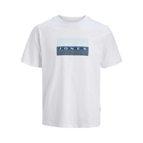T-shirt en coton blanc à coupe droite pourvu d'un col rond côtelé