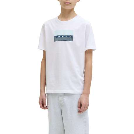 T-shirt en coton blanc à coupe droite pourvu d'un col rond côtelé - Image 2