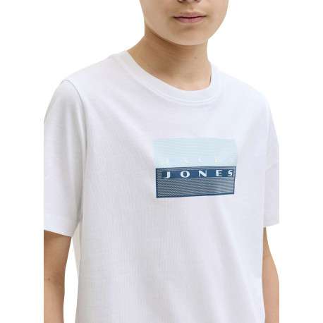 T-shirt en coton blanc à coupe droite pourvu d'un col rond côtelé - Image 4