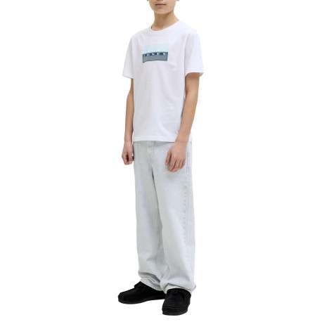 T-shirt en coton blanc à coupe droite pourvu d'un col rond côtelé - Image 7
