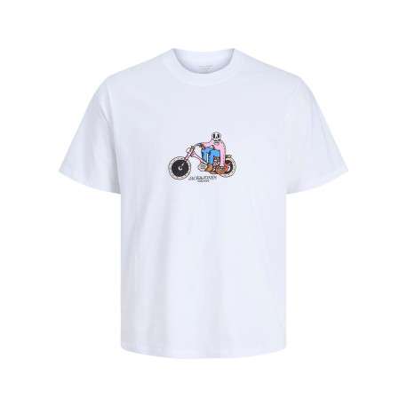 T-shirt en coton biologique blanc à coupe droite orné d'une illustration