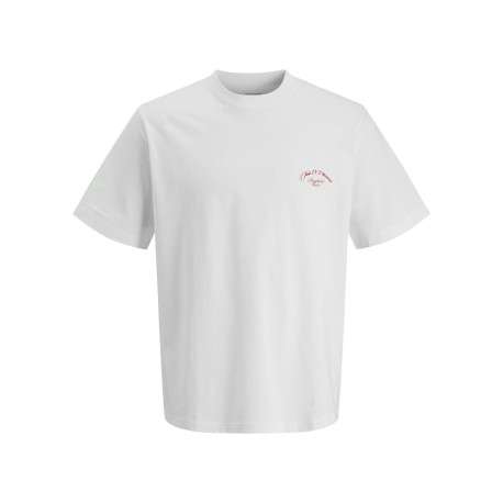 T-shirt en coton blanc imprimé à coupe droite pourvu d'un col rond