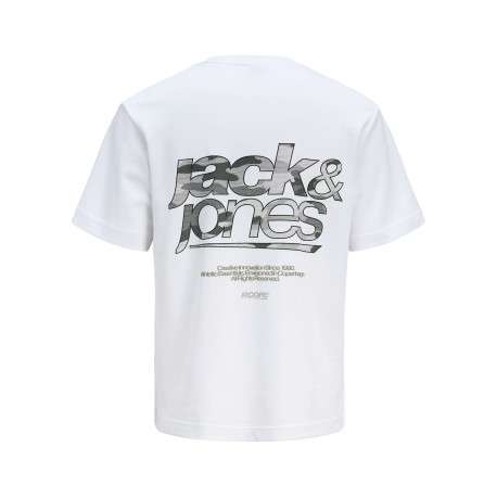 T-shirt blanc imprimé à coupe droite pourvu d'un col rond et de manches courtes - Image 2