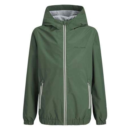 Veste verte à coupe droite pourvue d'un col à capuche et de manches longues