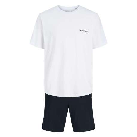 Pyjama court en coton blanc pourvu du logo de la marque sur la poitrine