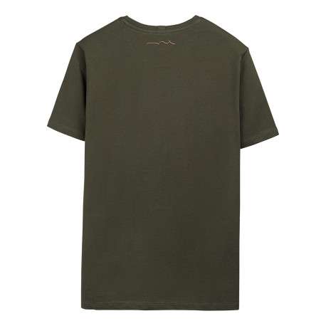 T-shirt en coton vert uni avec une coupe droite et un col rond - Image 2