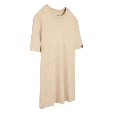 T-shirt beige uni avec un logo à coupe droite et à col rond - Image 3