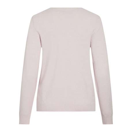 Pull rose uni avec une coupe droite et un col rond en bord-côte - Image 2