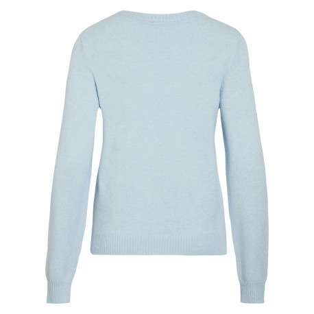 Pull ciel uni avec une coupe droite et un col rond en bord-côte - Image 2