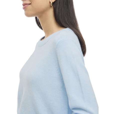 Pull ciel uni avec une coupe droite et un col rond en bord-côte - Image 6