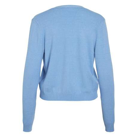 Gilet bleu uni court avec une coupe droite et des manches longues - Image 2
