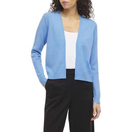 Gilet bleu uni court avec une coupe droite et des manches longues - Image 3