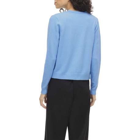 Gilet bleu uni court avec une coupe droite et des manches longues - Image 4