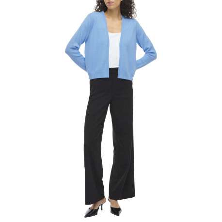 Gilet bleu uni court avec une coupe droite et des manches longues - Image 5