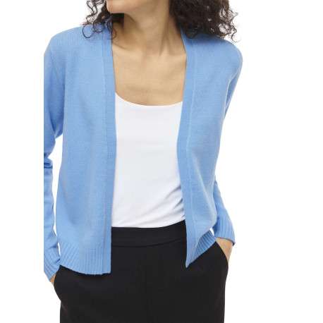 Gilet bleu uni court avec une coupe droite et des manches longues - Image 6