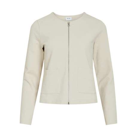 Gilet court écru uni en coton biologique mélangé avec une coupe droite