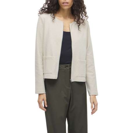 Gilet court écru uni en coton biologique mélangé avec une coupe droite - Image 3